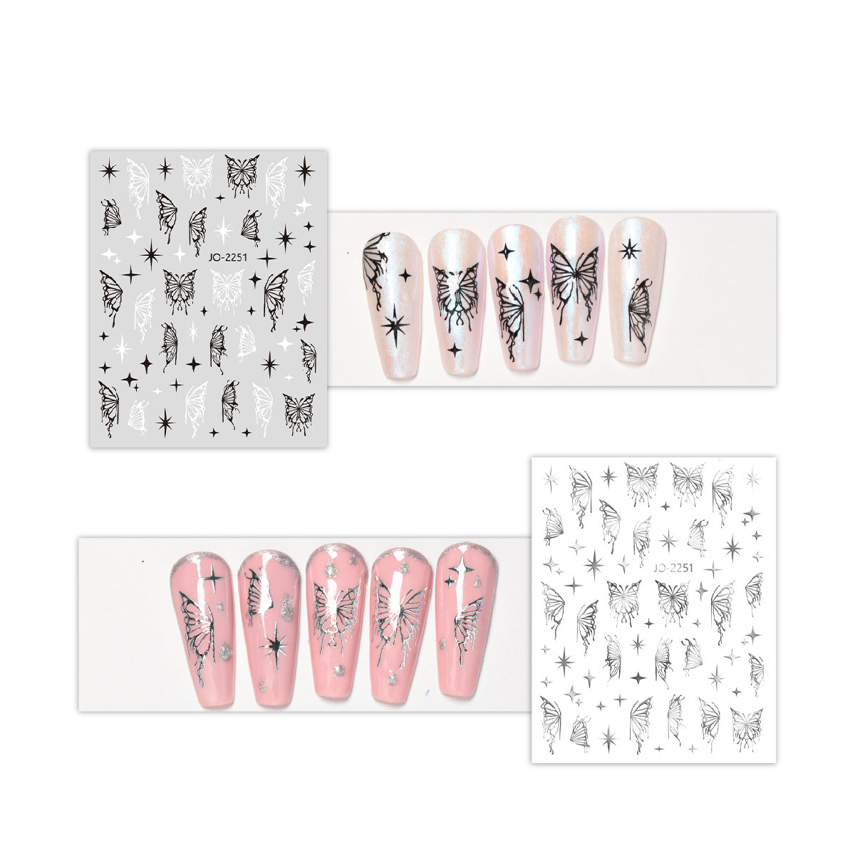 Holographic Butterflies Mix Nail Stickers/ Bundle of 6