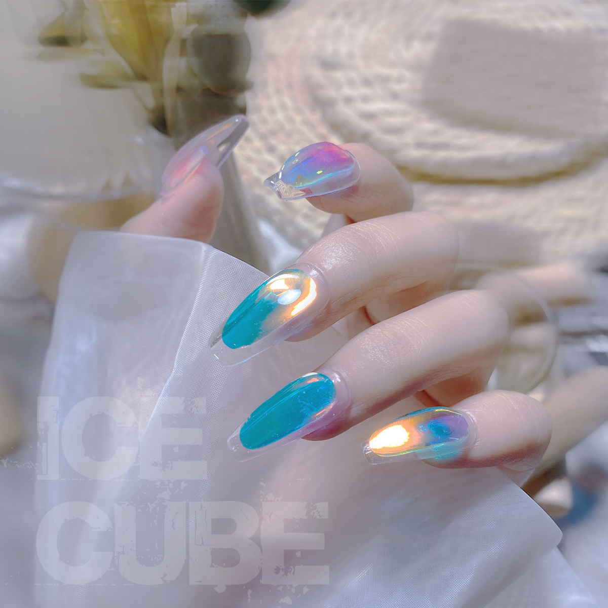 Iridescent Cellophane Nail Stickers