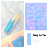 Long Coffin Iridescent Cellophane Nail Stickers 