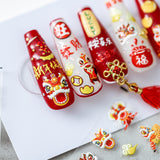 CNY Lion Dance 5D Nail Art Stickers