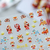 CNY Lion Dance 5D Nail Art Stickers