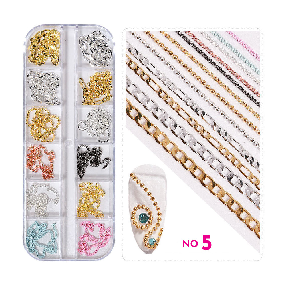 Nail Art Chains Mix Set / 12 Designs