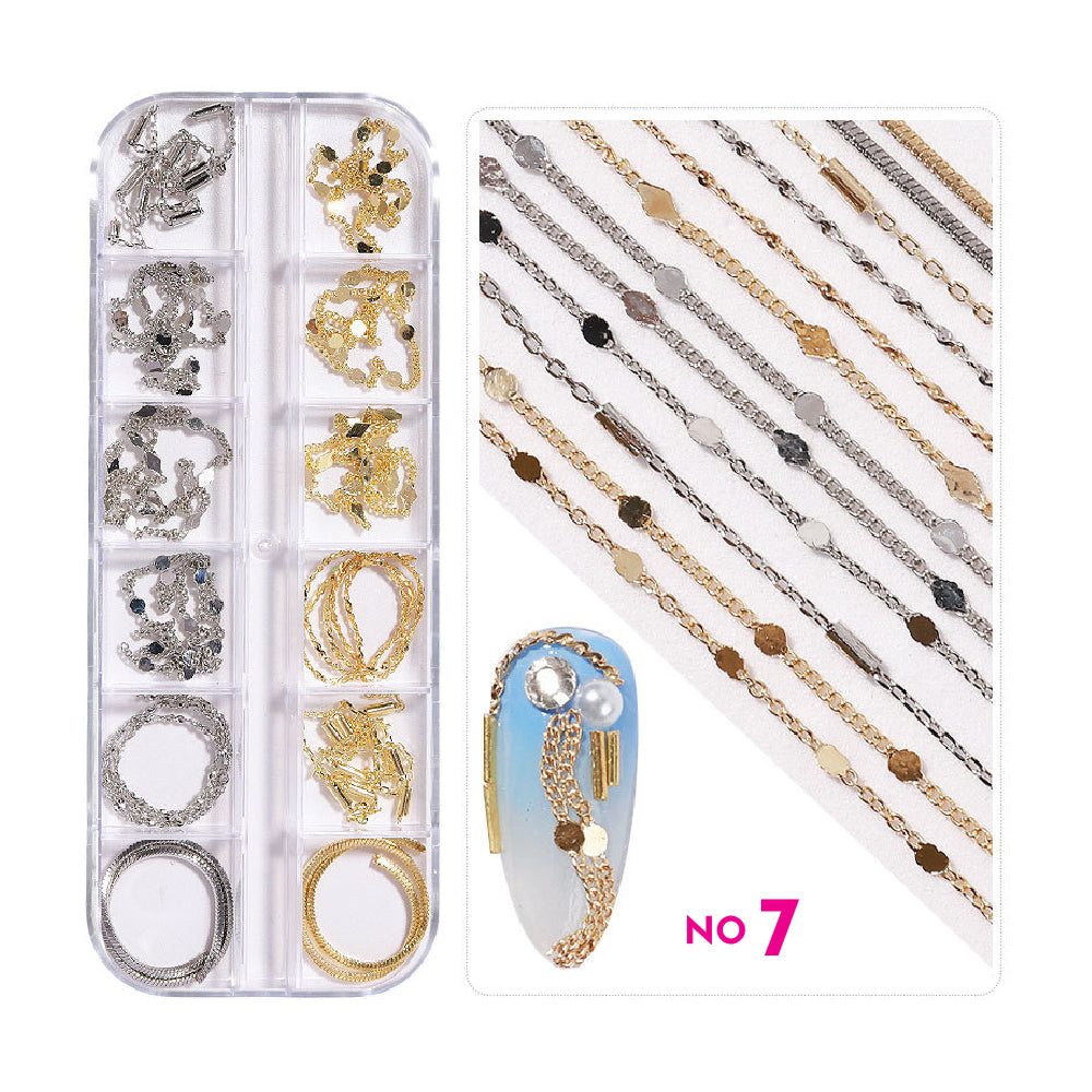 Nail Art Chains Mix Set / 12 Designs