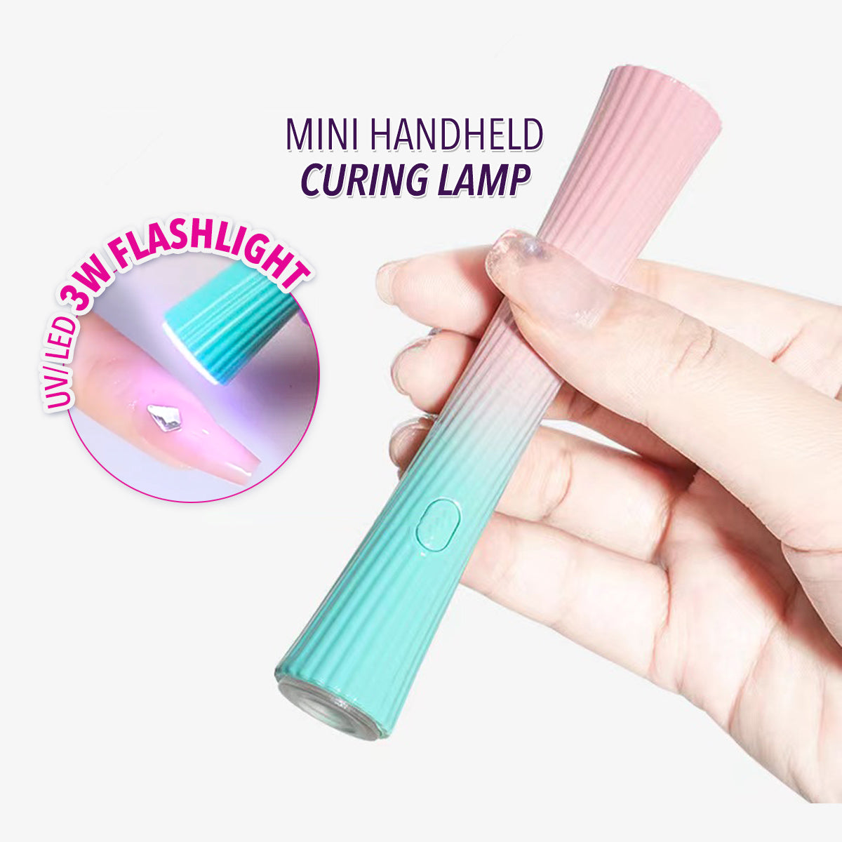 Mini Hand held Hourglass UV LED Gel Curing Nail Lamp Flashlight Cover