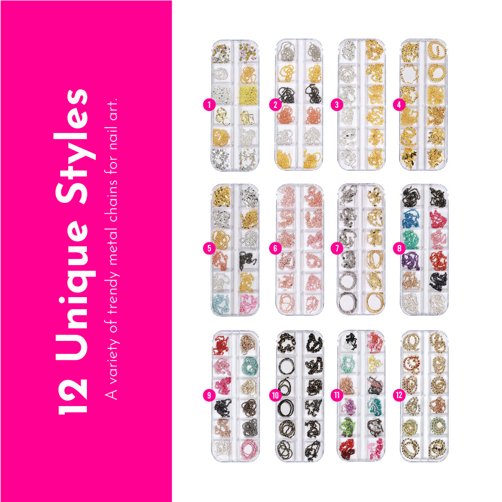 Nail Art Chains Mix Set / 12 Designs