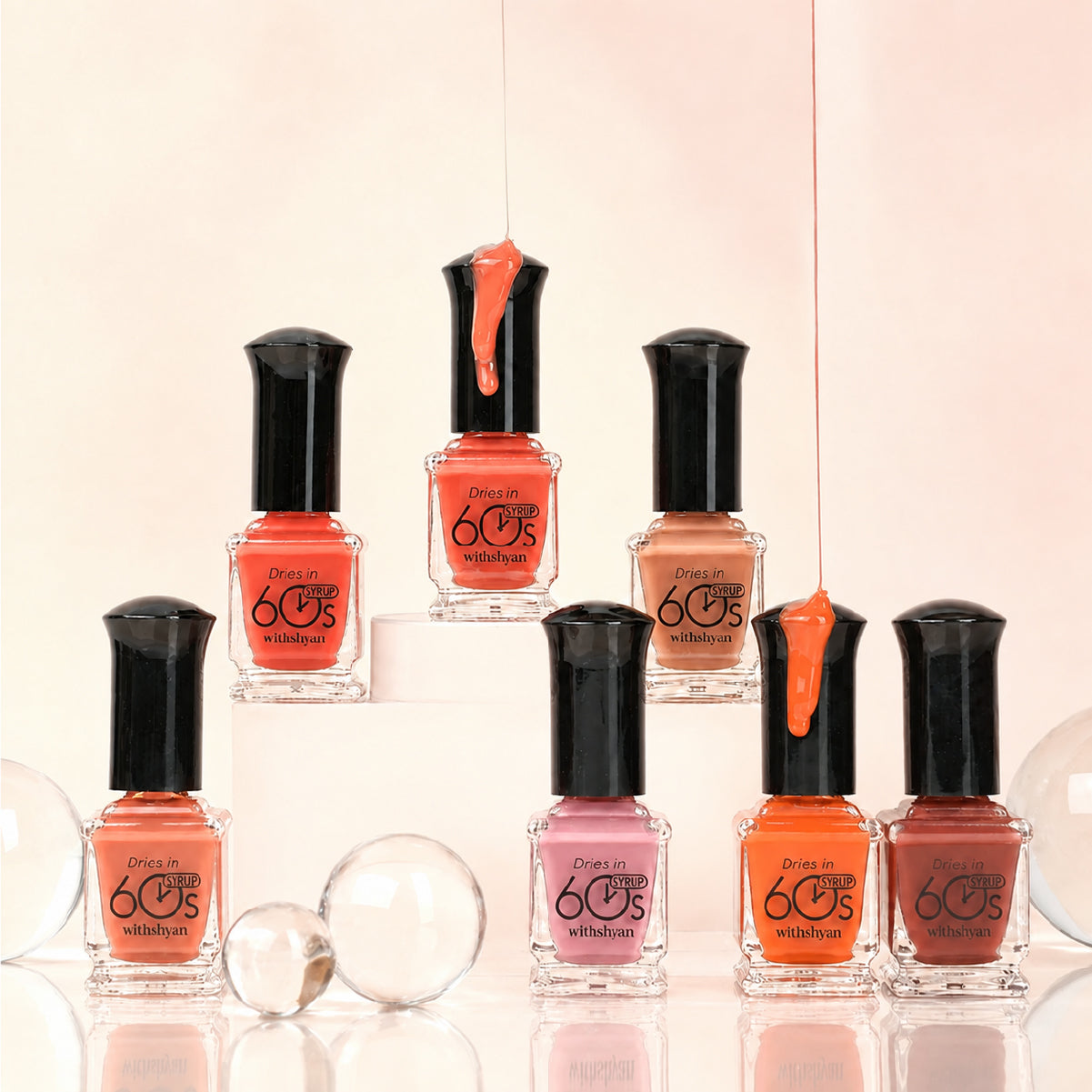 WithShyan Korea Nail Polishes Dries in 60s - Peach & Orange Collection