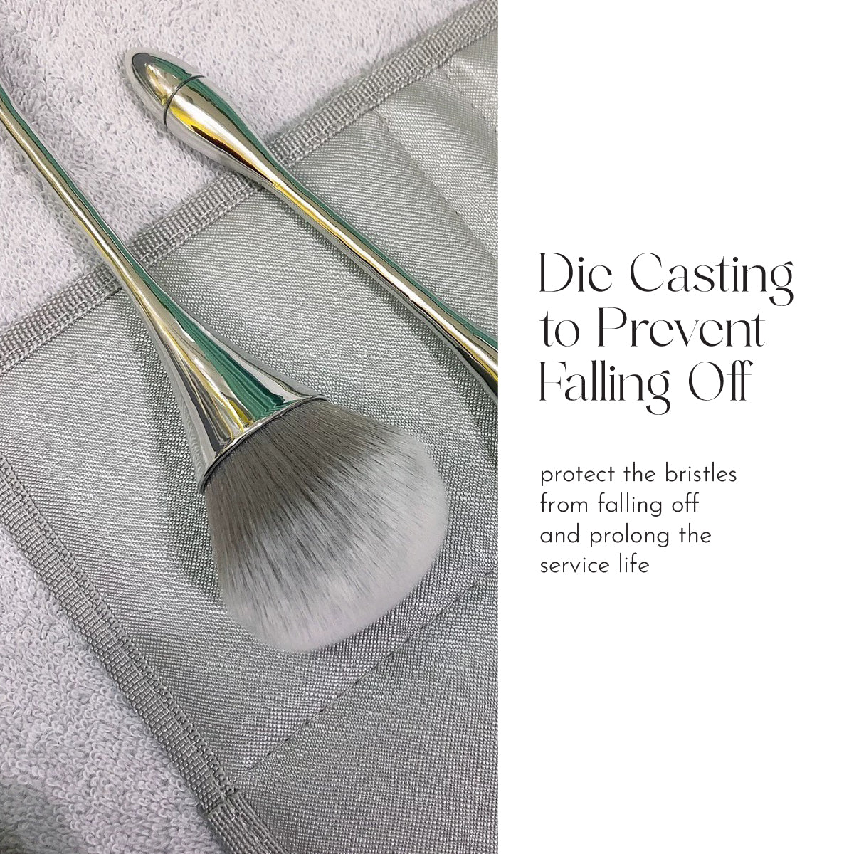 Silver Kabuki Nail Duster Brush