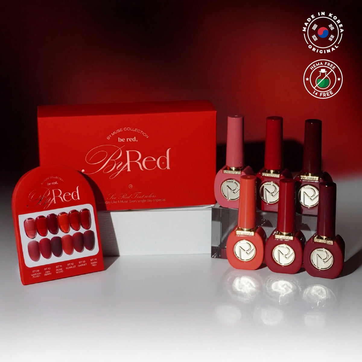 ByMuse Be Red, By Red Collection Tinted Gel Full Set / 6 Colours