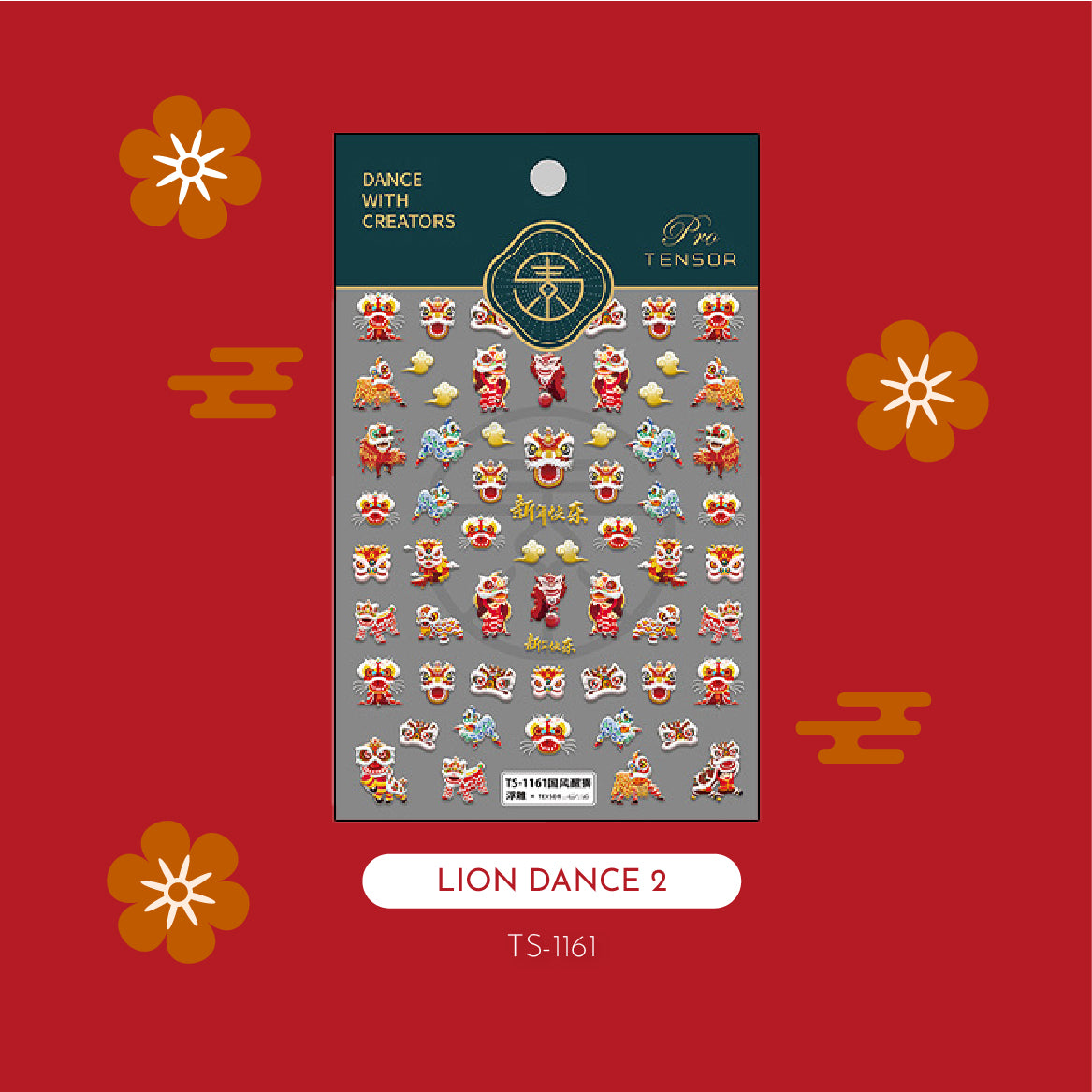 CNY Lion Dance 5D Nail Art Stickers