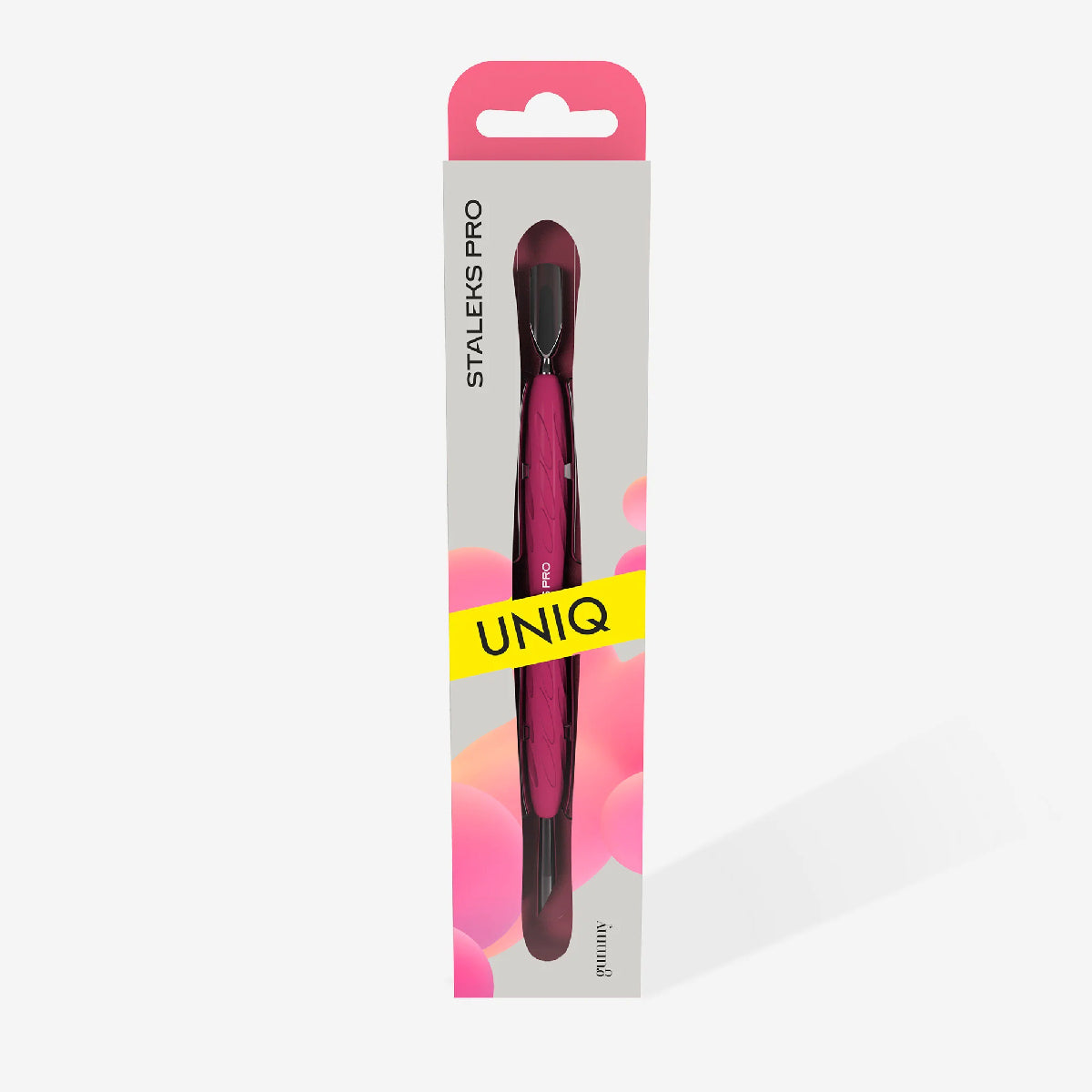 Manicure Pusher Gummy with Silicone Handle UNIQ 10 TYPE 2 (Rounded Narrow and Beveled Pusher)