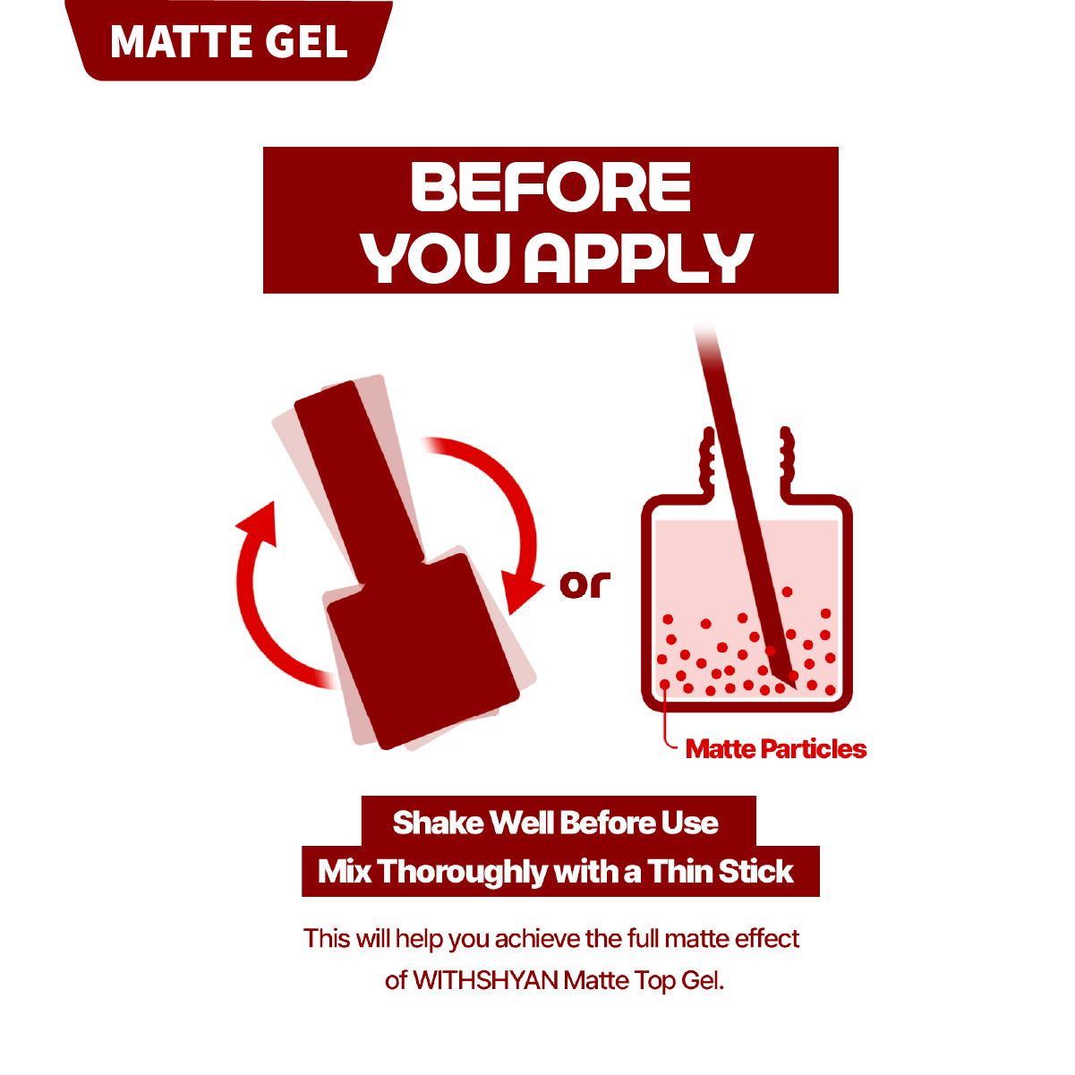 Withshyan Non-Wipe Matte Top Gel Coat 10ml