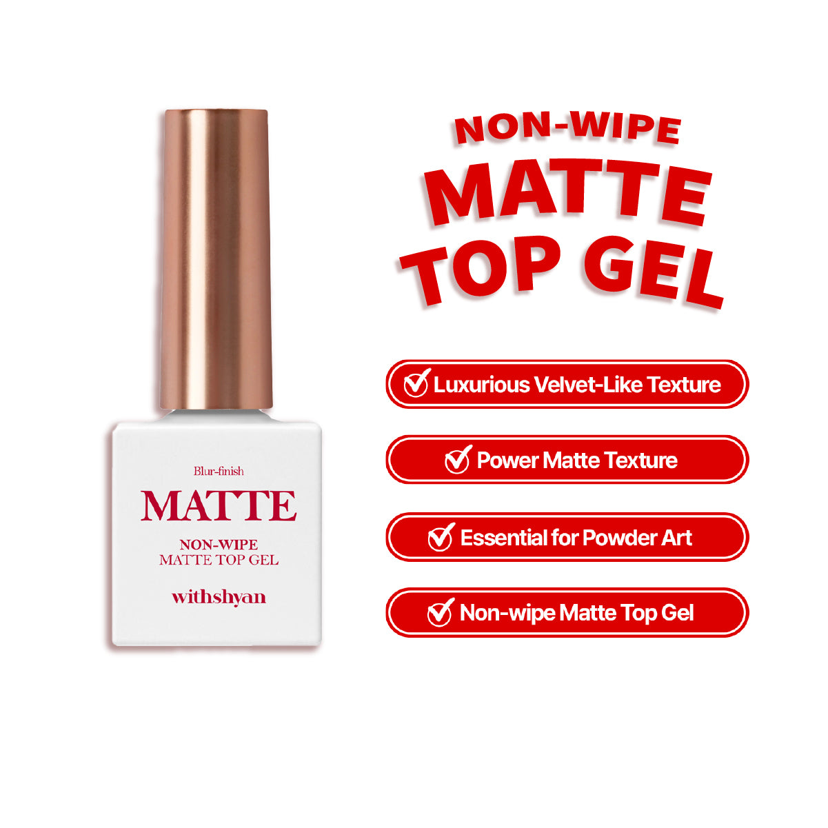 Withshyan Non-Wipe Matte Top Gel Coat 10ml