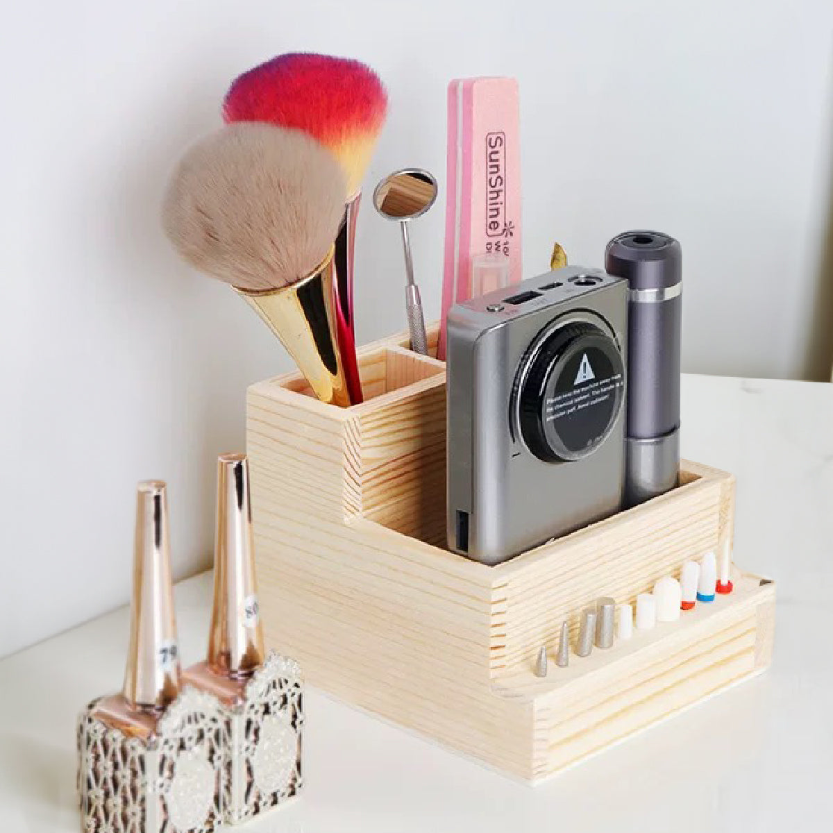 Wooden Nail Drill and Tool Organizer