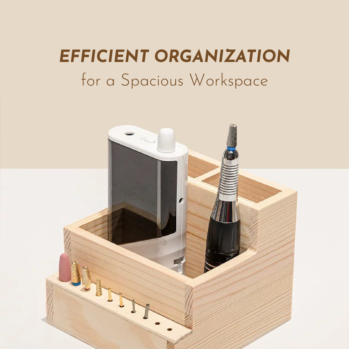 Wooden Nail Drill and Tool Organizer