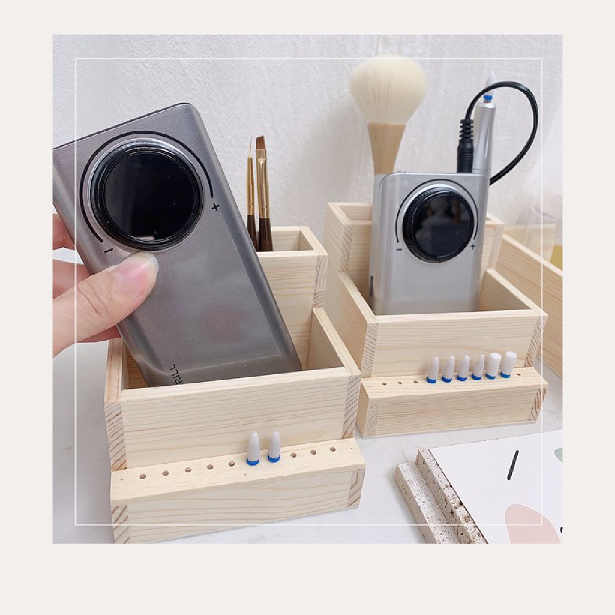 Wooden Nail Drill and Tool Organizer