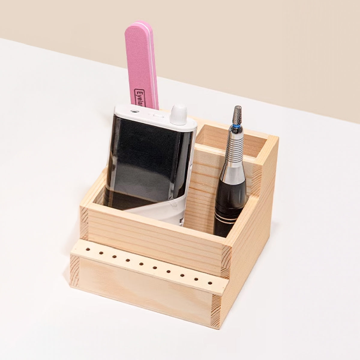 Wooden Nail Drill and Tool Organizer