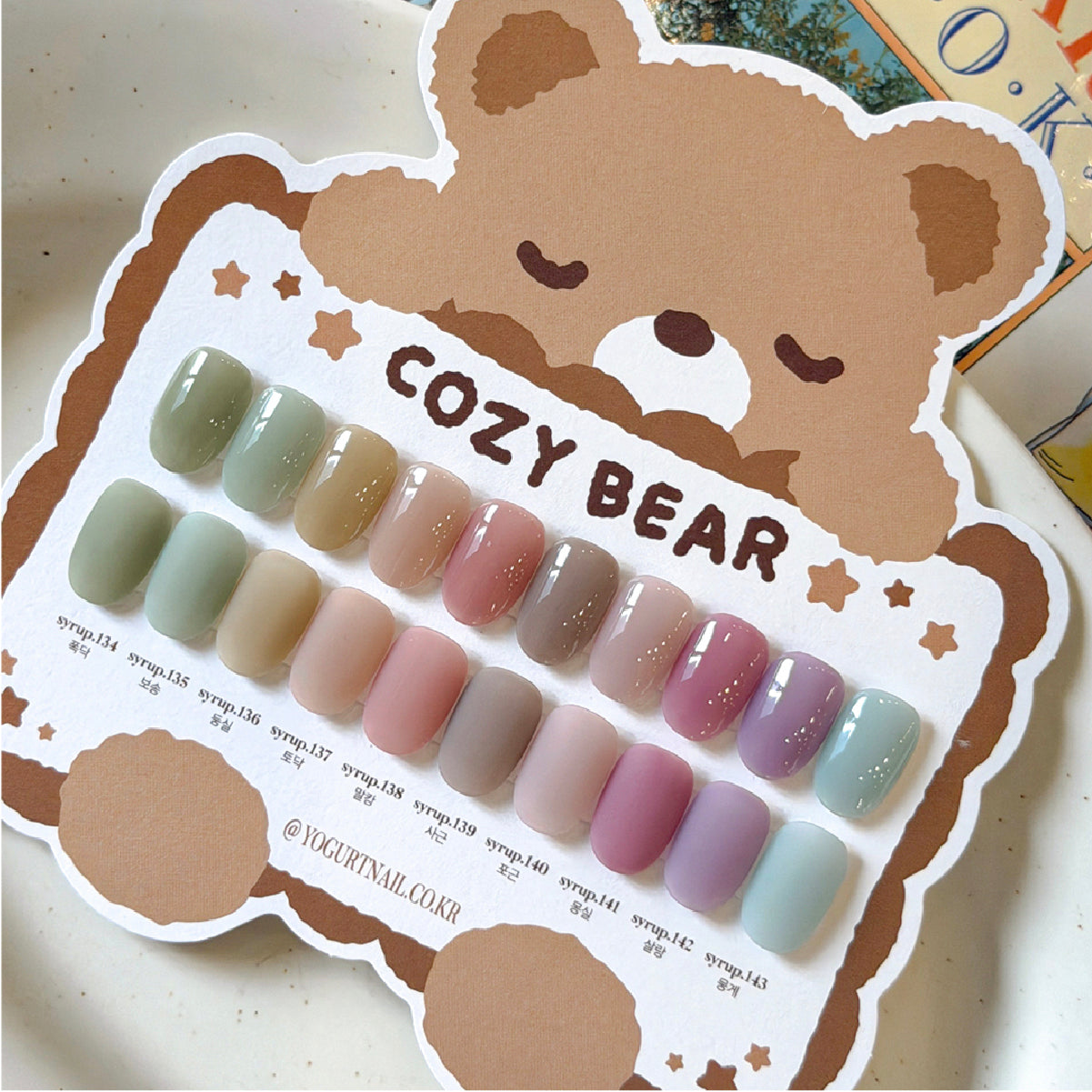 YOGURT NAIL Cozy Bear Gel  Collection / 10 Colours HEMA-Free Korean Soak Off Gel Polish
