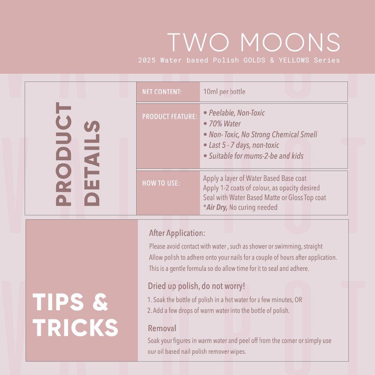 Water Based Nail Polish - Golds & Yellows