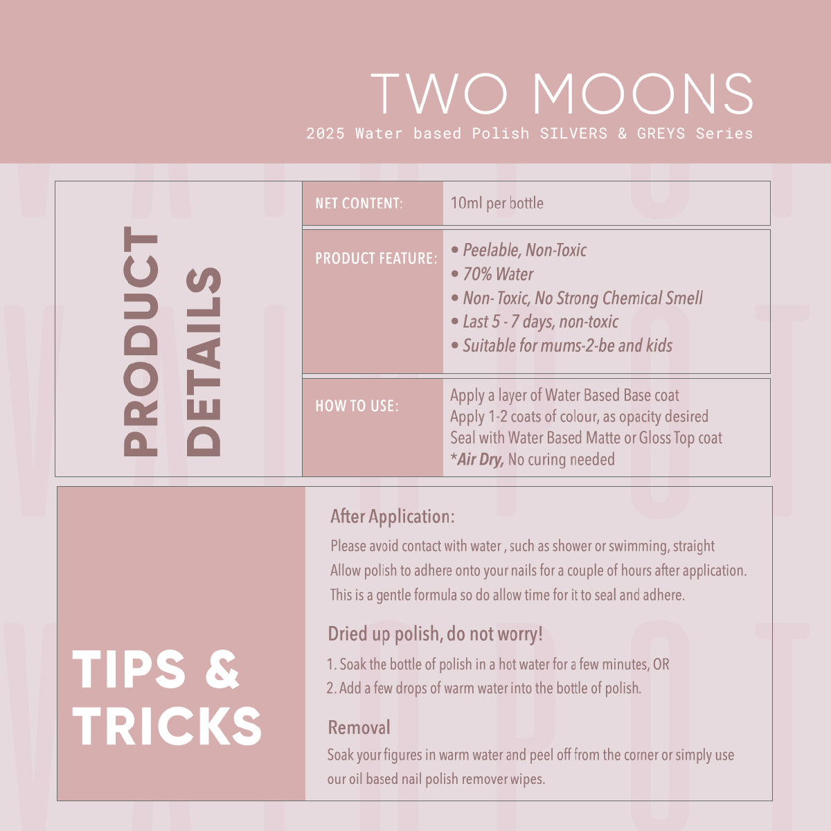 Water Based Nail Polish - Silvers & Greys